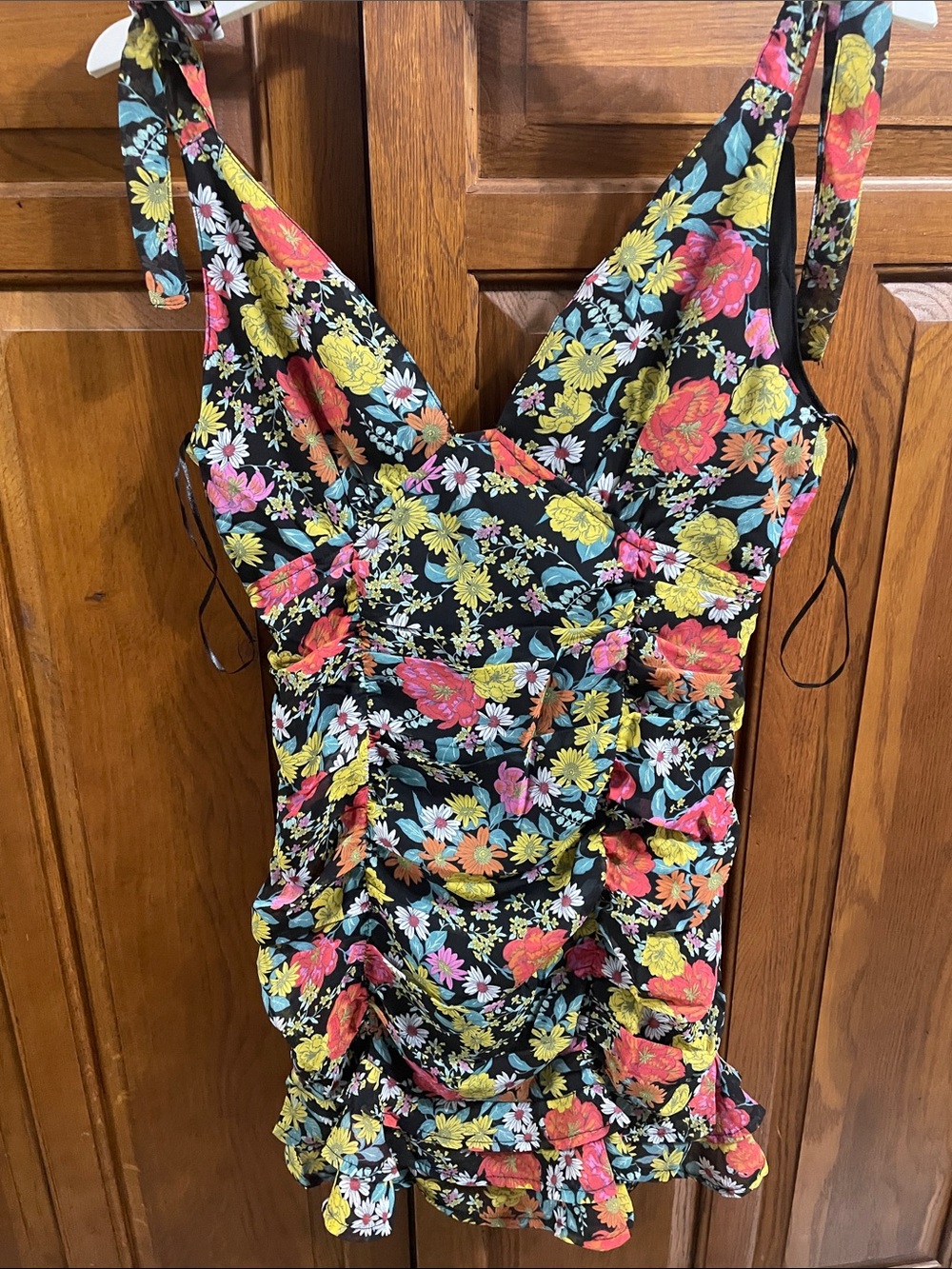 Floral Black mini dress Sky to Moon Sz. M ( runs small )  New no store tags